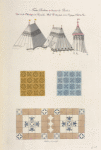 Tentes, pavillons et dessins de pavés, tirés de la chronique de Hainault, MS. no. 63, fonds de la Belqique bib. du roi.