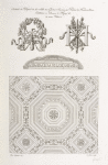 Détails du plafond de la salle des gardes-suisses, au palais de Fontainebleau. Emblêmes de dessins d'Henry IV; du même palais.