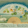 Fan design with swan and white flowers