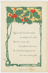 Not only for December greetings do I send...