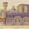 Train engine covered in flowers.