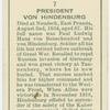 President Von Hindenburg.