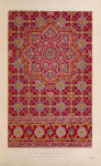 Indian embroidery on crimson silk.