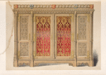 Cabinet in oak with brass panels designed by Pugin and executed by Crace of London.