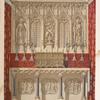Altar and reredos designed by the late A. W. Pugin, carved in stone by Myers of London, and fitted-up by Hardman of Birmingham.