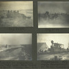 Dog team; Dog team; Push-cart for transporting the "ruby sand".  Man "rocking" on beach. Distant Mts, tents; Transportation. Only engine (locomotive) at Nome, Summer, 1900.