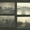 Front Street, after storm, where houses were carried across street by surf; Wrecks in front of Nome; Pumping plant, before and after storm; Frank's camp near windmill.