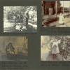 Texas family in Guadaloupe Mts., N.M.; Kid's parent, ornaments to veranda, kid, Oklahoma; Clara Barret, at the Oklahoma Ranch with her dog and cat; Clara Barret among the morning glories, Oklahoma.
