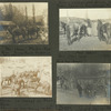 We three" Mules, Kit and Pete. Downs ranch, Guadaloupe Mts., New Mexico; Horses ridden and driven by Frank Downs in Guadaloupe Mts., New Mexico for many years. And others, Pete, Don, Star, Kit; Horses in corral at Frank's farm. House and stone chimney at top left; Rush boy (Stanley), burros, note size, as compared with boy, Geyser Spring Ranch.