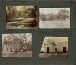 A Plaza in City of Mexico, fountain in the Alameda, the Zocala; Front view of Chapultepec, Mex. Summer home of President Diaz. Nearly all the rulers of Mexico have used this castle during the past few hundred years. Three miles from City. In rear is Mexican "West Point"; Entrance to Chapultepec; Suburban church, Mexico.