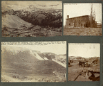 Photographs from Frank Teeter, Durango, Colorado: Ranch, New Mexico; Mines near Cumberland Peak, S.W. Colorado. Where F.E.D.M., Marguerite, Adrienne, in care of Reese and Mabel, spent night at miner's cabin, Aug. 1892. Climbed peak next day, nearly as high as Pike's Peak. Mr. Teeter supt. of mines, presented this group of pictures, marked T., same place above; To the gold diggings.