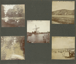 Two pages sent by Mrs. Sara T. Kinney from New Haven, after her trip in Holland, and to the Paris Exposition, 1900: Canal, Leiden, Germany; Vineyards opposite Bingen on the Rhine; From Delft to Rotterdam; The wood at the Haag; Scheveningen, Holland.