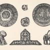 Teller; Gefäß in Form eines Vierfüßlers; Schalenboden; Halbe Kreuzfliese; Schalenboden; Gefäß in Form eines Löwen; Schale.
