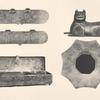 Liegender Bronzelöwe; Bronzehalter; Schreibkasten aus Bronze; Schreibkasten aus Bronze; Schreibkasten aus Bronze.