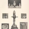 Fünf Kristallfläschen; Löwenfigur aus Kristall; Kristallknauf; Kristallknauf; Reliquiar aus Kristall; "Lampe der hl. Kunigunde."