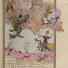 Bahrâm Gûr kills a dragon that devoured a youth.