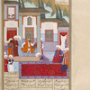 A Roman commander pays homage to Khusrau Parvîz in the city of Warigh.