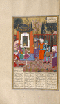 Barbâd, the musician, stands before Khusrau in his garden at Naurus.