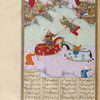 Rustam lifts Shangul from his saddle on his lance.