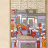 Afrâsiyâb, who has dreamed of his defeat by the Iranians asks his sages to interpret his dream.