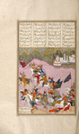 Arjâsp's army lead by his son Kuhram chases the retreating Iranian forces.