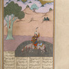 Rustam and Rakhsh dying in a pit filled with spears.