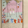 Jânûsiyâr and Mâhiyâr, ministers of Dârâ who arranged his murder, are hung from a gibbet and shot with arrows at Iskandar's orders.