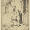 Femme vidant un seau