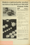 Magazin DP. Roč. 2 (1934/35), [no. 5] [Back cover]. Dobrý a jednoduchý soubor na kávu a čaj ... (Foto Sudek)