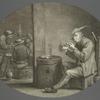 Man smoking, 3 other men in background