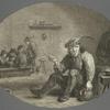 Man smoking, others in background playing cards