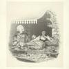 Women in Middle Eastern garb and setting, one with parrot, one smoking