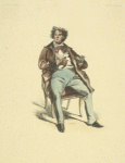 Man sitting on chair holding snuff box