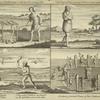 four Engravings after De Bry of Indians in N. America, including pipes