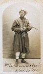 Postcard of William Bander, in costume, mailed to Miss Ida B. Gross in Boston, Mass.