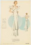 Woman wearing a white evening gown.