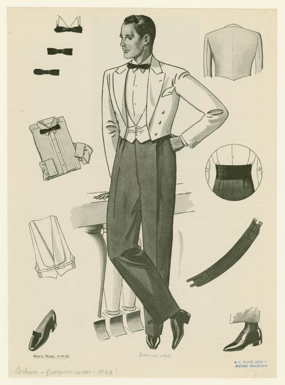 Man in tuxedo, with accessories. - NYPL Digital Collections