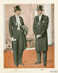 Two men wearing formal dress and top hats.