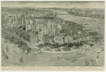 Bird's-eye view of the southern part of New York, legally designated the borough of Manhattan.
