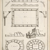 Plans coupes et elévations de differents pavillons.