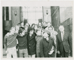 Rockefeller Five" pose with supporters in front of Manhattan Criminal Court building, 1970 Sep 29