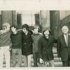 Rockefeller Five" pose with their attorney in front of Manhattan Criminal Court building, 1970 Sep 29
