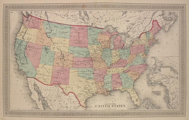 Map of The United States - NYPL Digital Collections