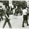 Men in picket line