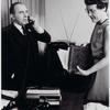 Frank Kameny on phone, Barbara Gittings assisting
