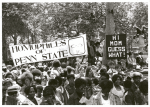 Crowd with "Homophiles of Penn State" sign