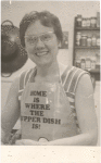 Barbara Gittings with apron
