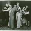 Unidentified actress, John Battles, Betty Comden, Adolph Green, Chris Alexander, and Nancy Walker in the stage production On the Town