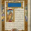 Title and opening of Gospel of Matthew, but with figure of St. Mark and his lion. Elaborate full border with human figures