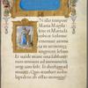 Opening of gospel of Mark, with title and miniature of Mark and his lion; elaborate borders, with human figures
